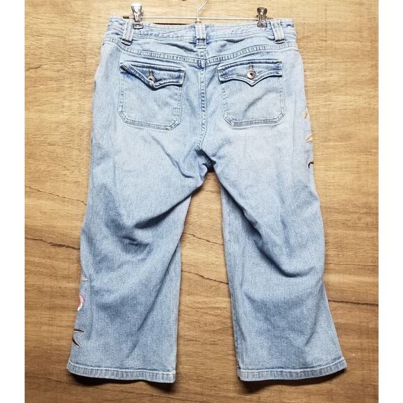 Madison & Max Petites Wmns Sz 10P Cropped Denim Jean Cottagecore Boho Floral - Picture 5 of 9
